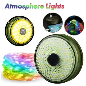 Lumière de camping LED multifonctionnelle, chargeur USB, chaîne d'atmosphère colorée