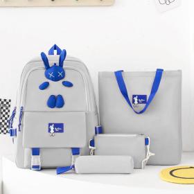 Ensemble de sacs d’école Kawai pour adolescents 4Pcs Lapin X Gris – محفظة 4 قطع كاواي رمادي